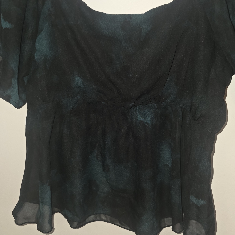 Disturbia Black Sheer Ruffle Scoop Neck Peplum Top - Picture 7 of 11